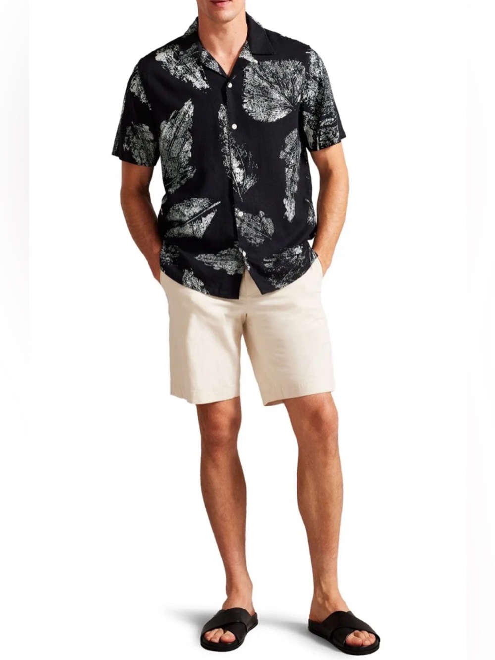 Ted Baker Black and White Leaf Print Men's Shirt